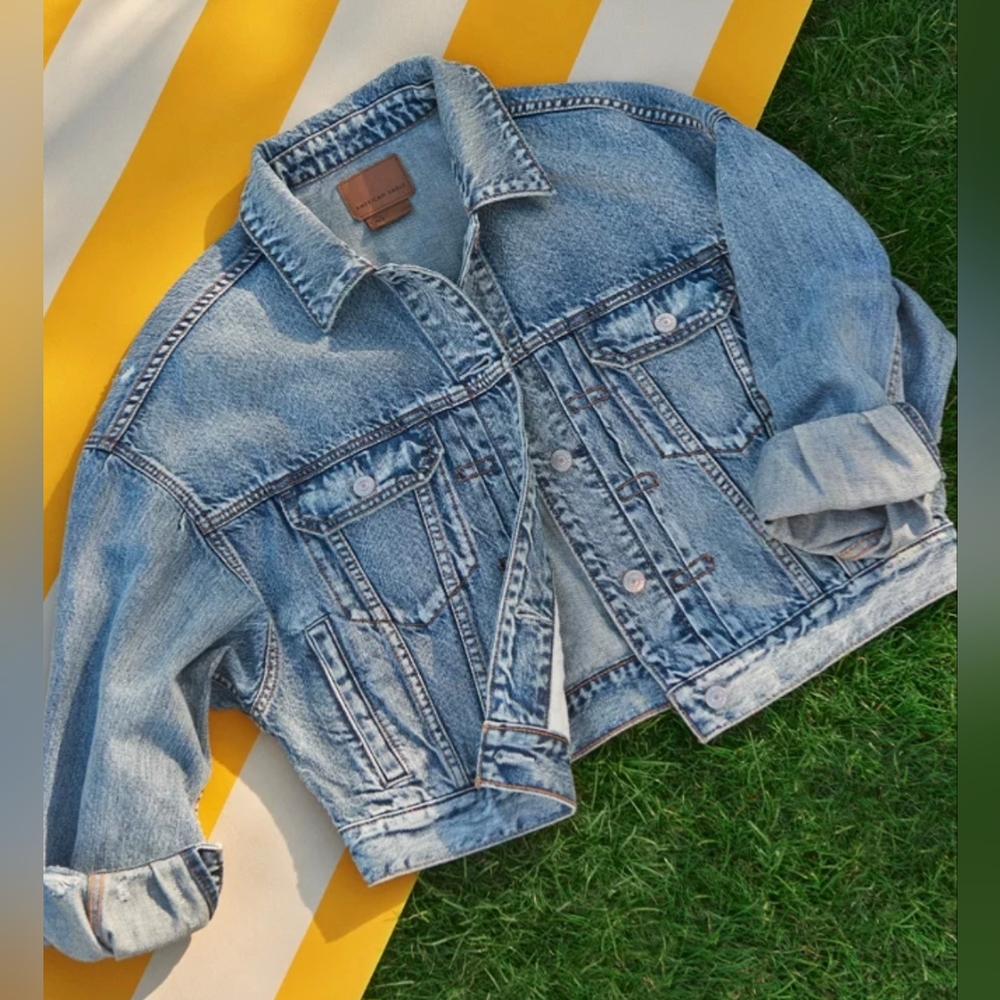 American Eagle AE Cropped (Tom Girl) Denim Jacket Size XS - Picture 8 of 9